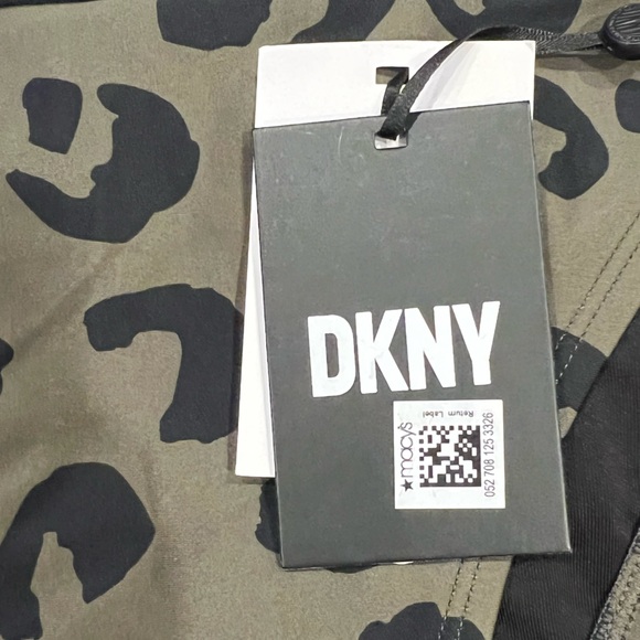 DKNY Printed High Waist Bikini Bottom in Block Leopard Moss Green (S) - Picture 7 of 8